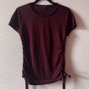 Burgundy ruched T-shirt maroon blouse top size medium